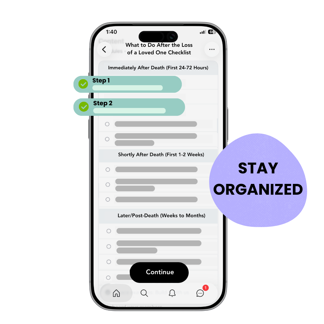 Step-by-step checklists for navigating tasks when ill, caregiving, or after a loss